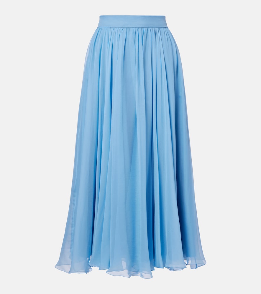 Silk chiffon midi skirt