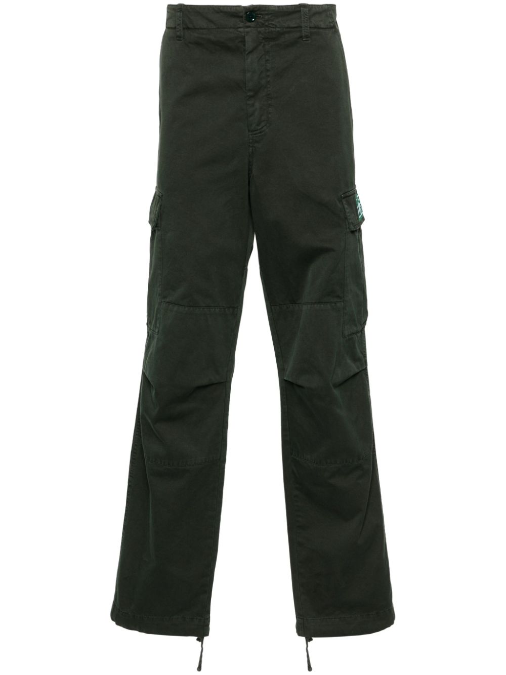 Mid-rise twill cargo pants - GREEN