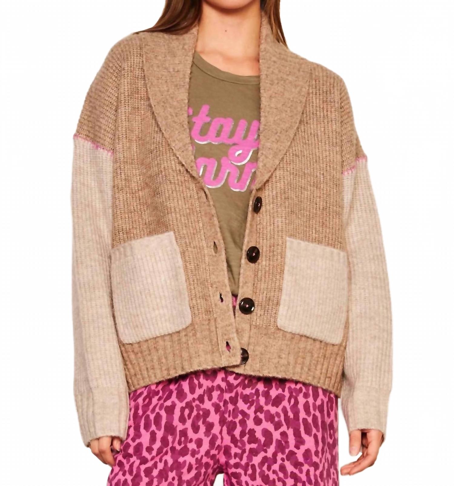 Shawl Collar Cardigan In Taupe