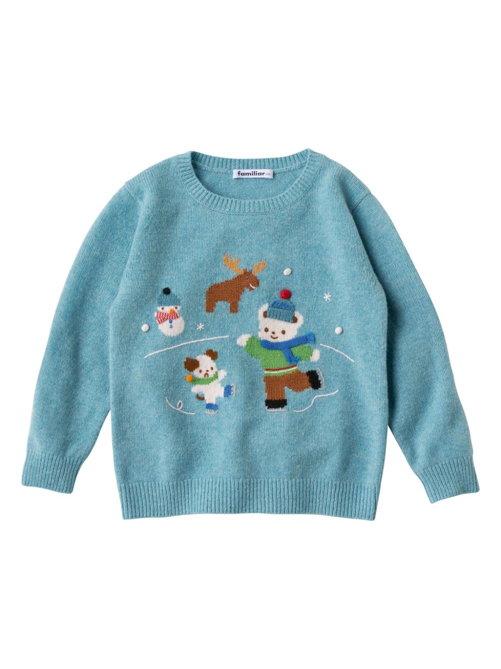 Embroidered-motif wool jumper - Blue