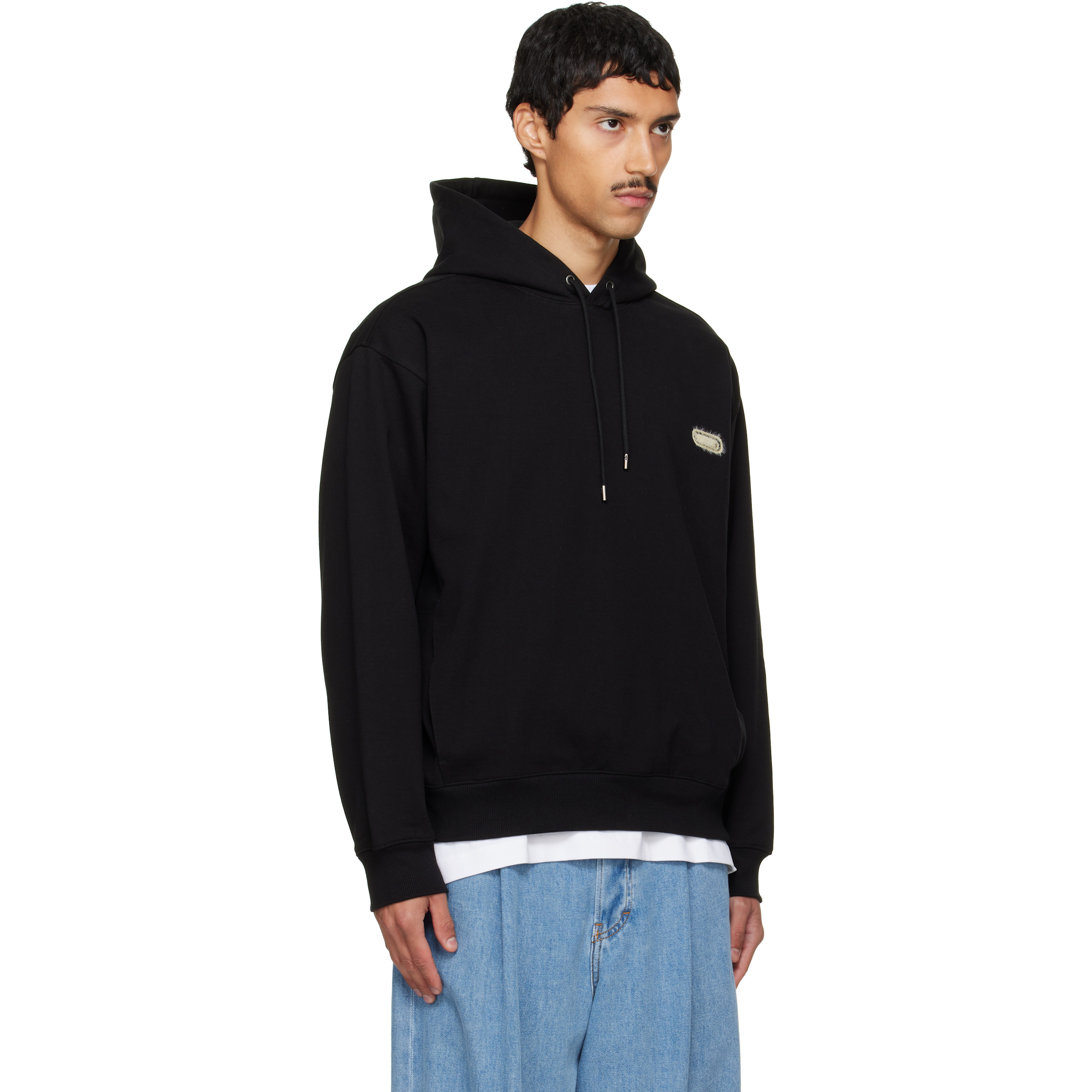 Black Flocked Hoodie