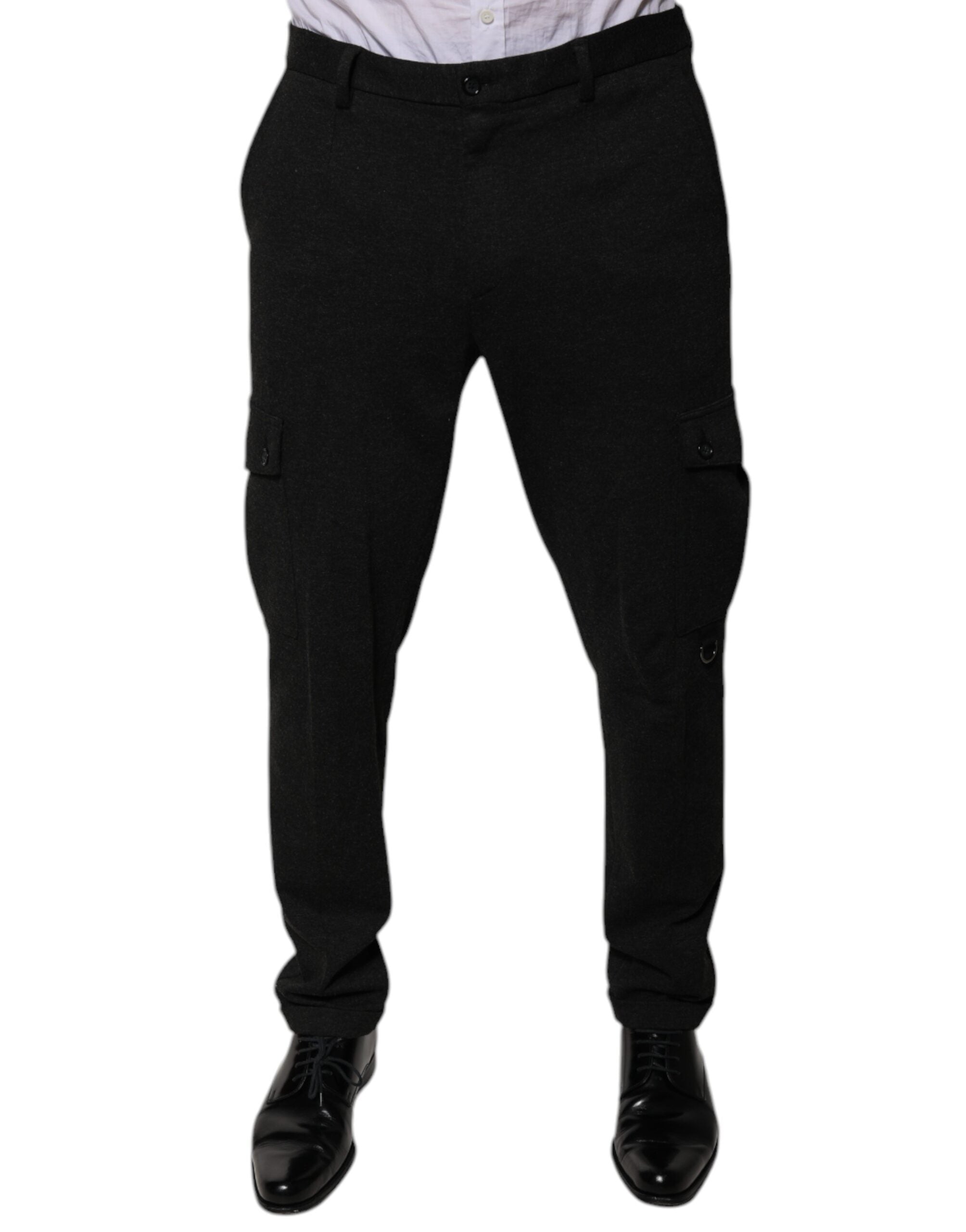 Viscose-Blend Cargo Pants — Black
