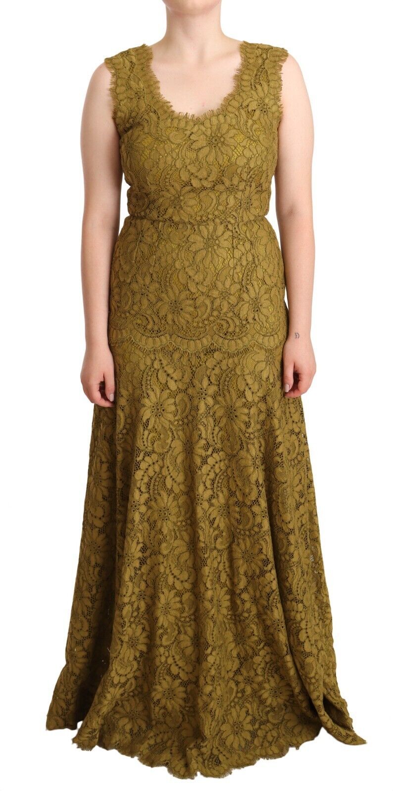 Floral Lace Maxi Dress — Brown