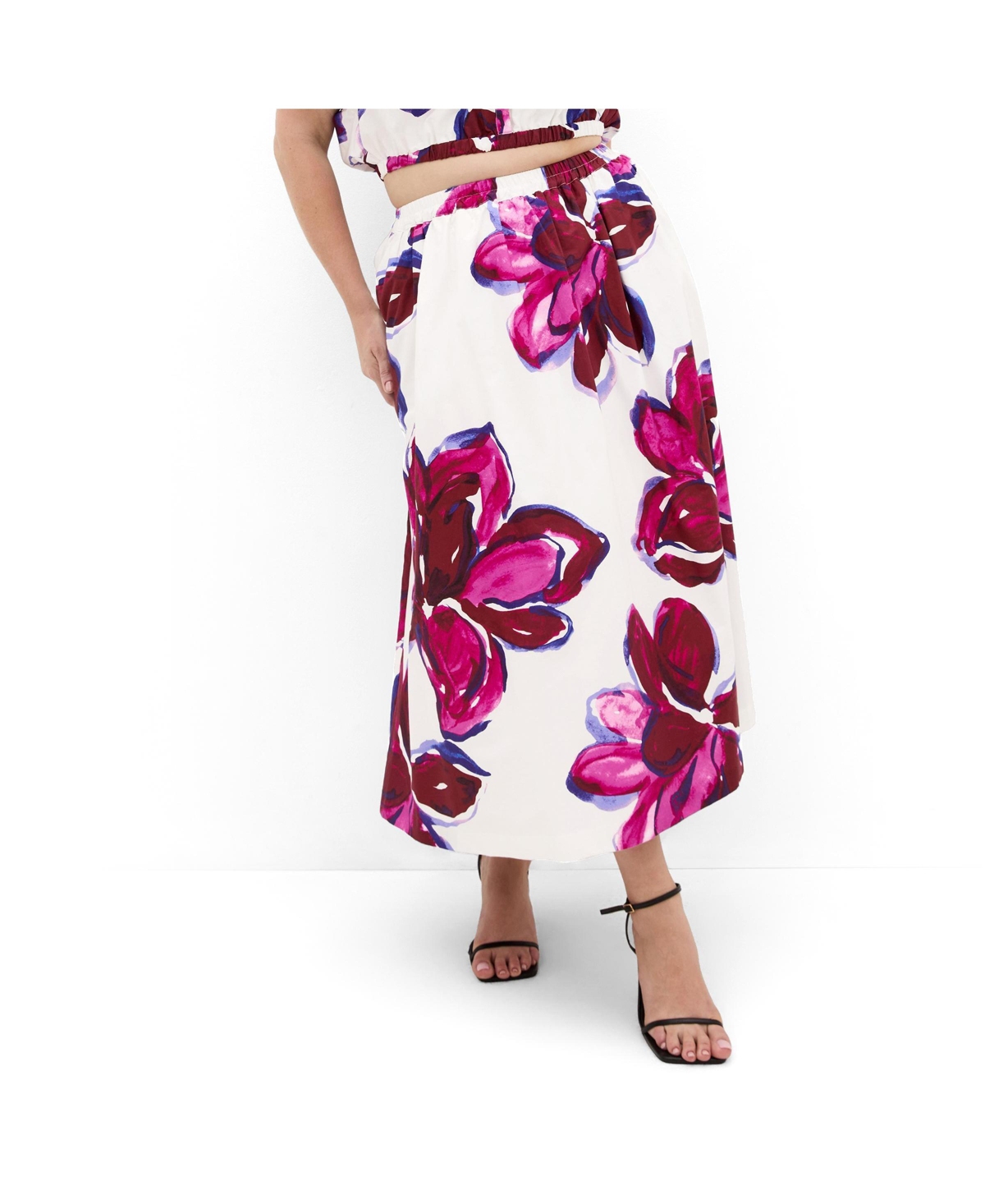 Women's Holiday Bloom Print Midi Skirt - Violet bloom