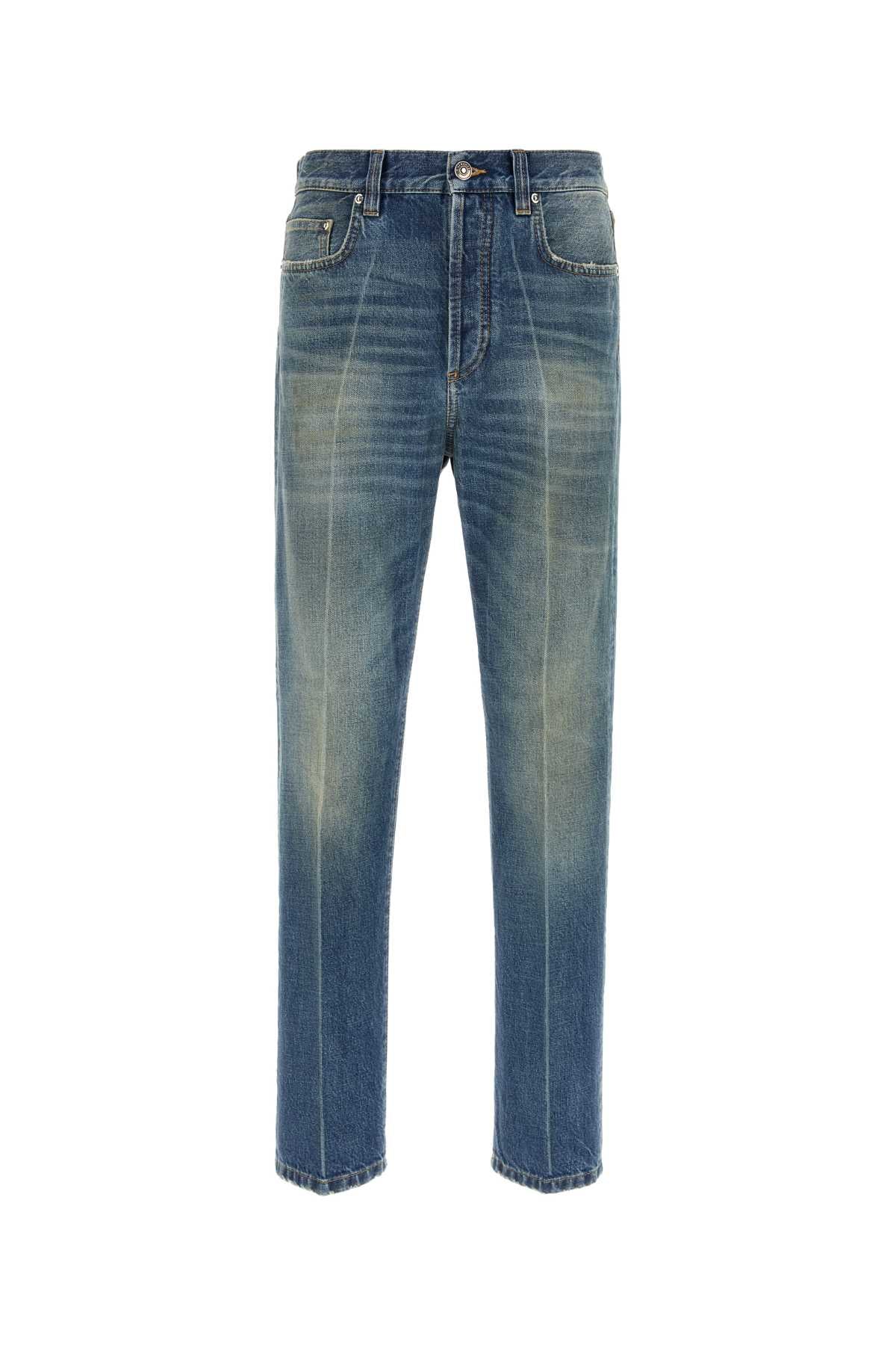 Medium-Wash Cotton Jeans — Blue