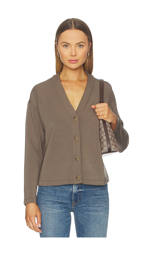 SPANX Air Essentials V Neck Cardigan in Brown. - S also in