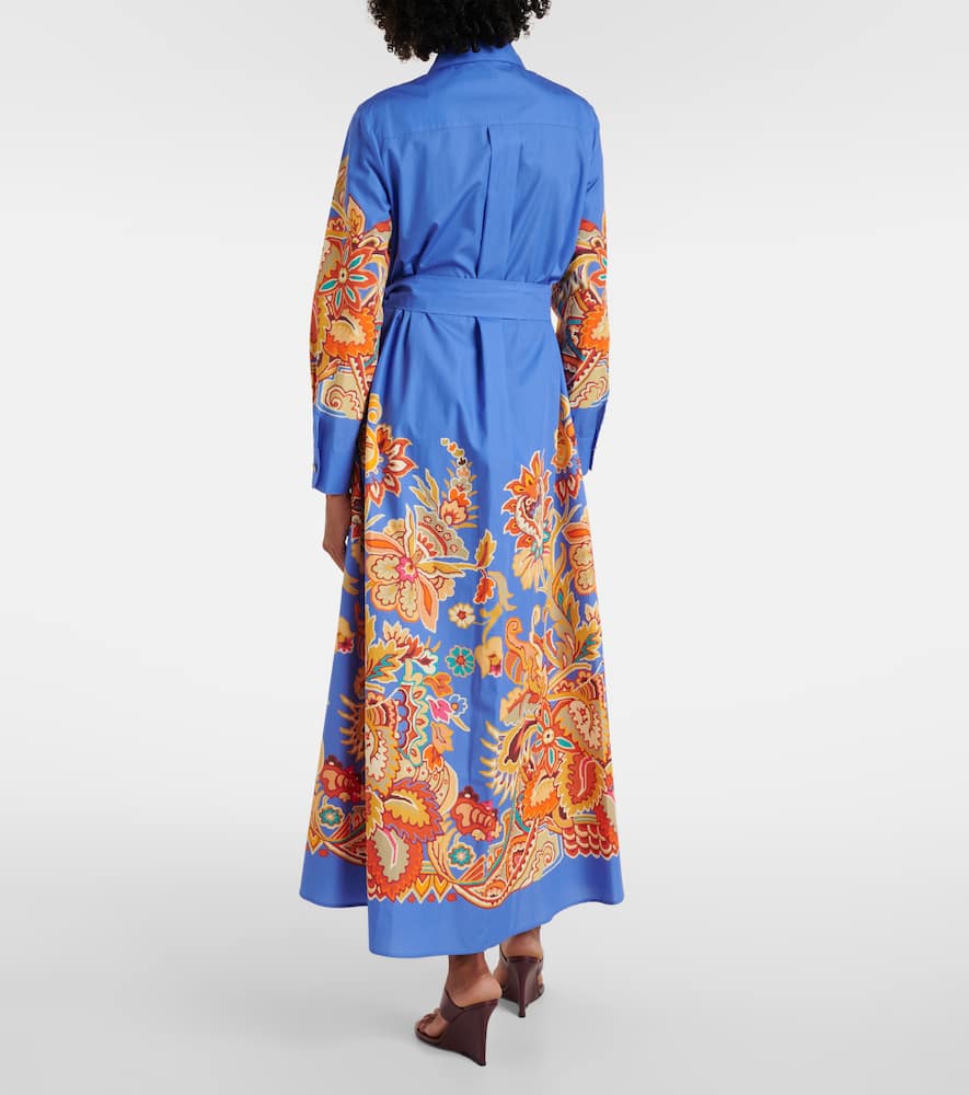 Belted paisley cotton maxi dress