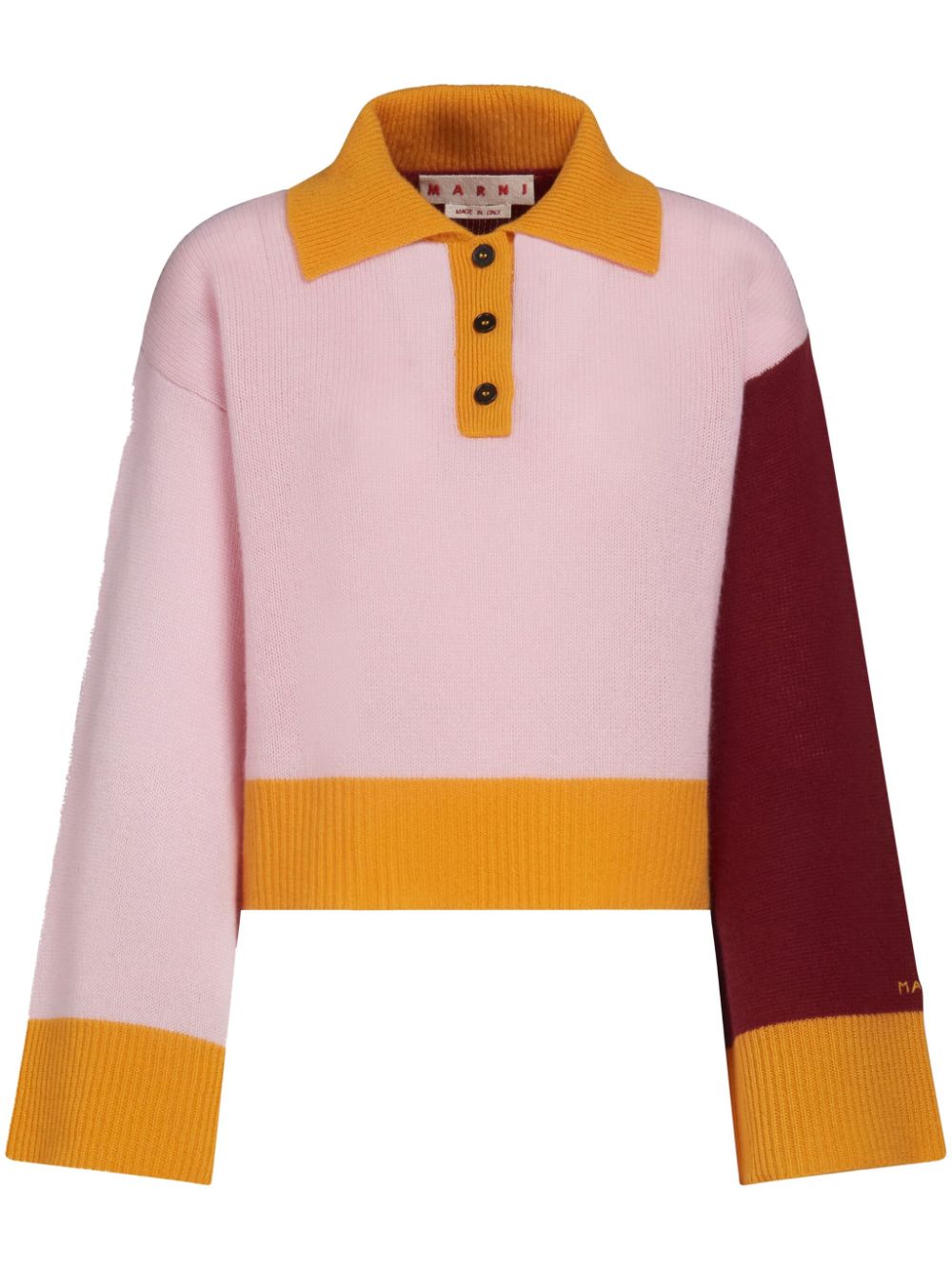 Colour-block-design knit cashmere jumper - Pink