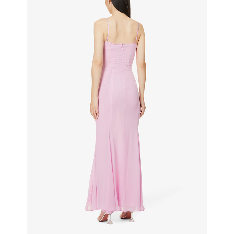 Womens Pink Loren Sweetheart-neck Mesh Maxi Dress