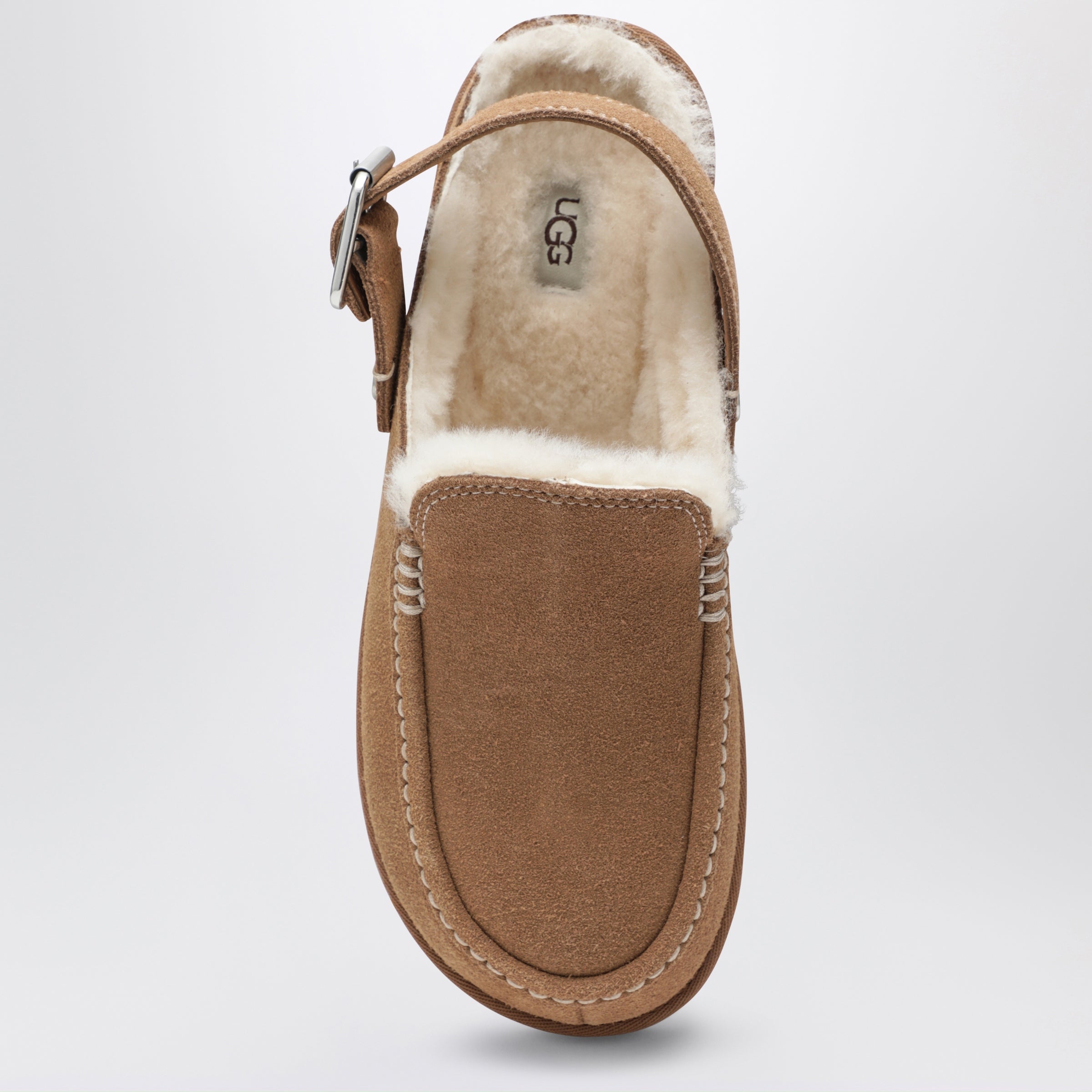 Goldenstar Evelina chestnut suede sabot