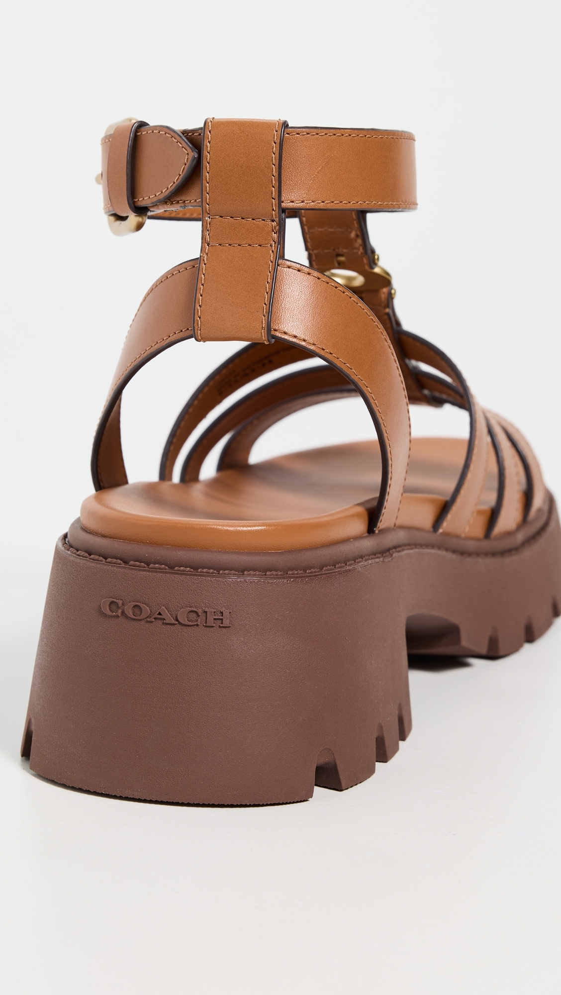 Coach Sculpted C Platform Fisherman Sandals Cognac