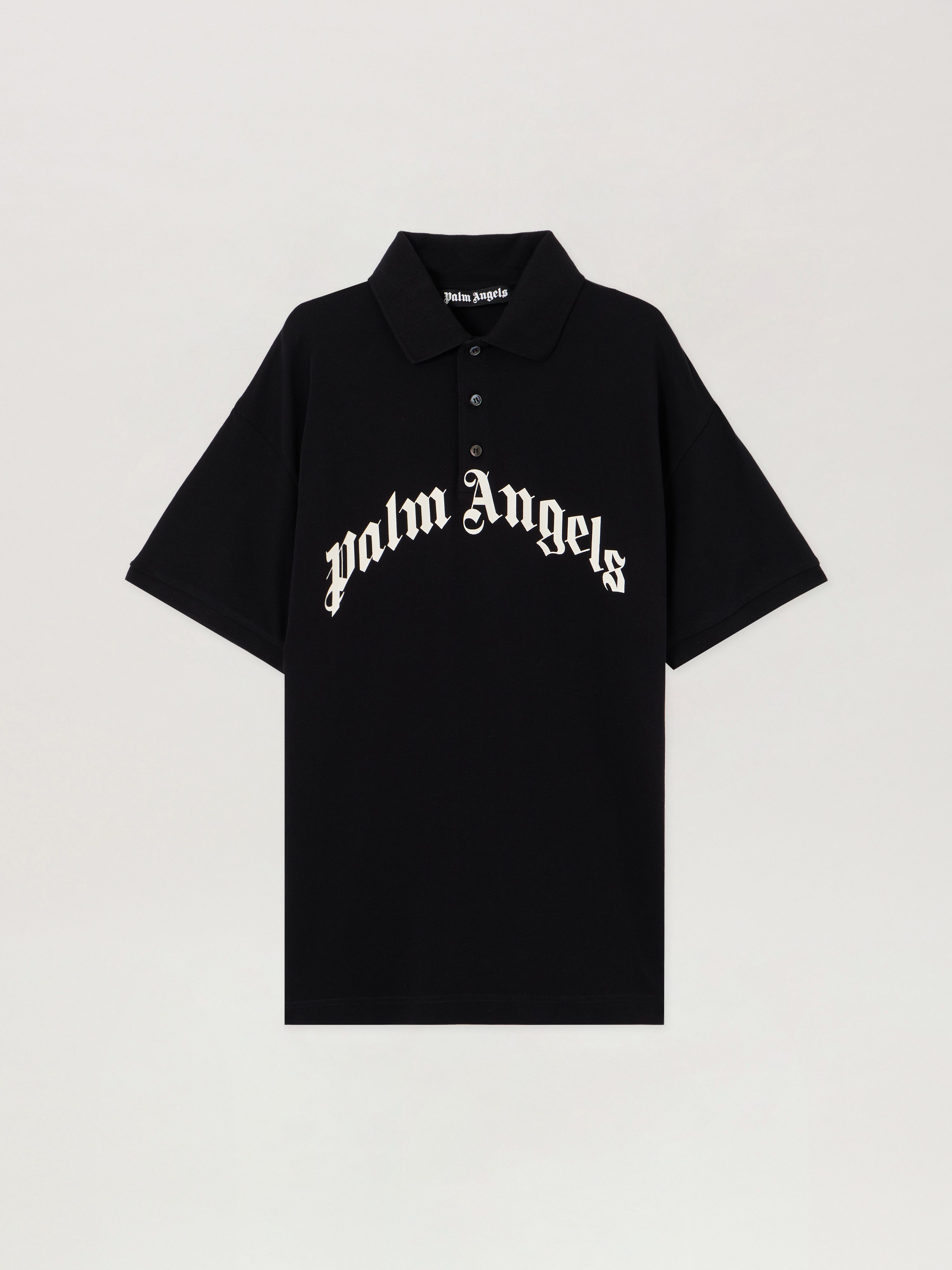 Curved Logo Polo Shirt Man  Black Off White