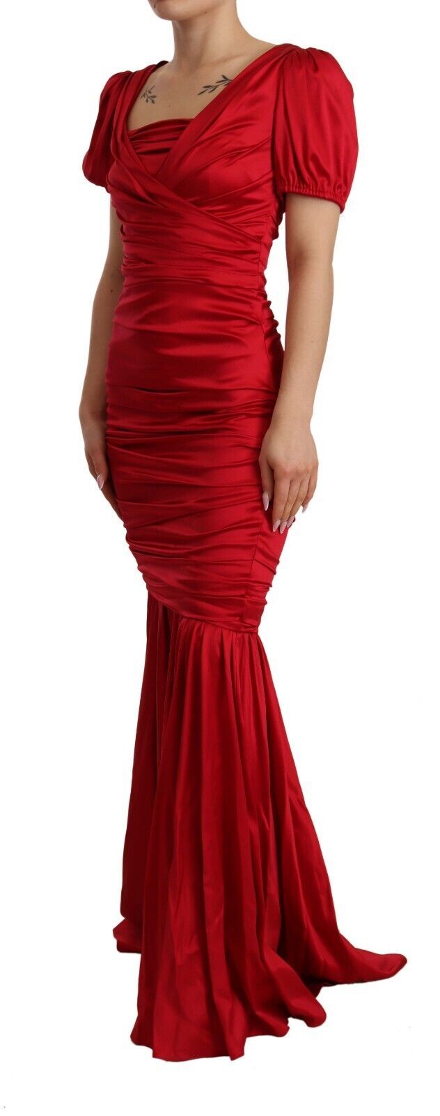 Silk Stretch Mermaid Gown — Red