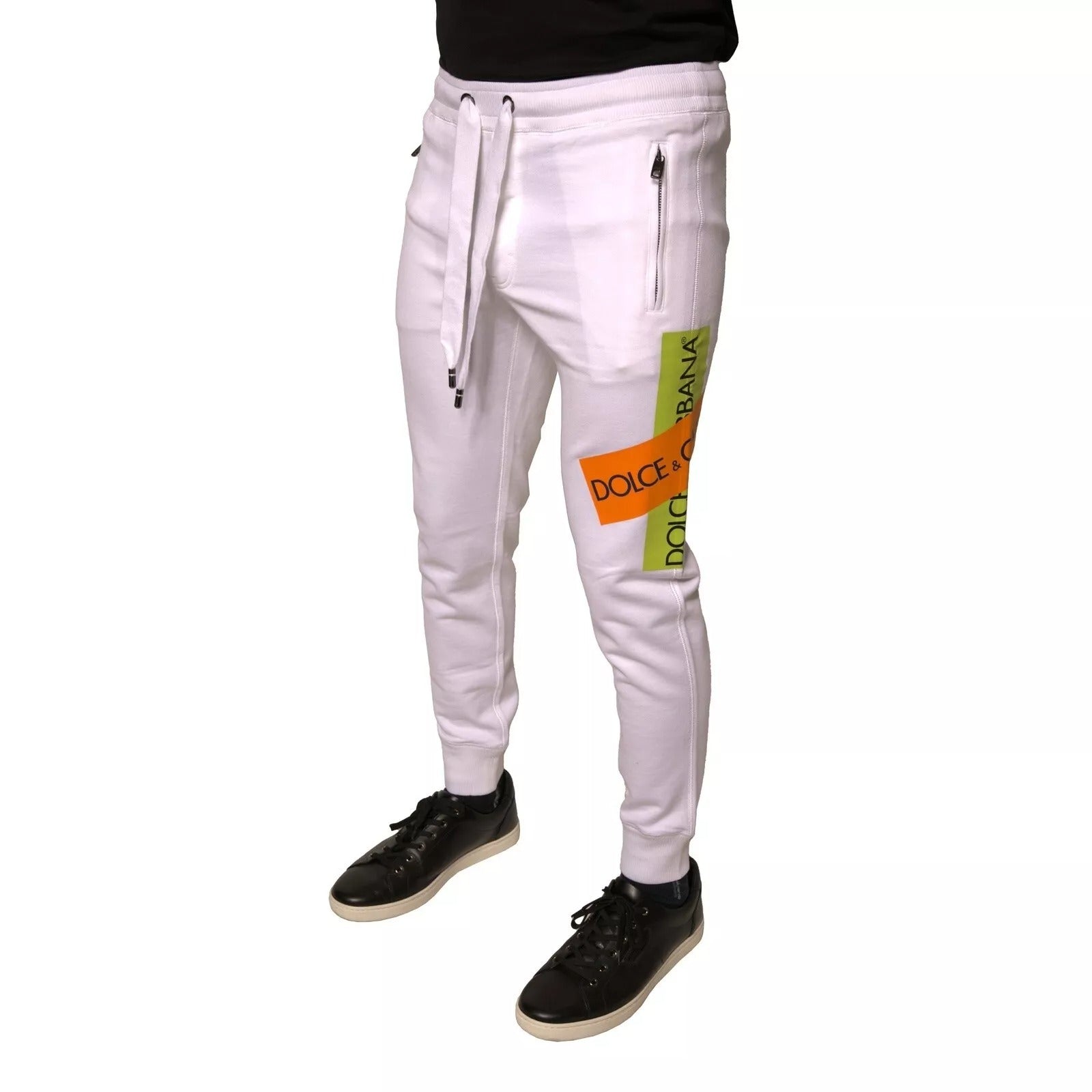 Logo-Tape Cotton Joggers — White
