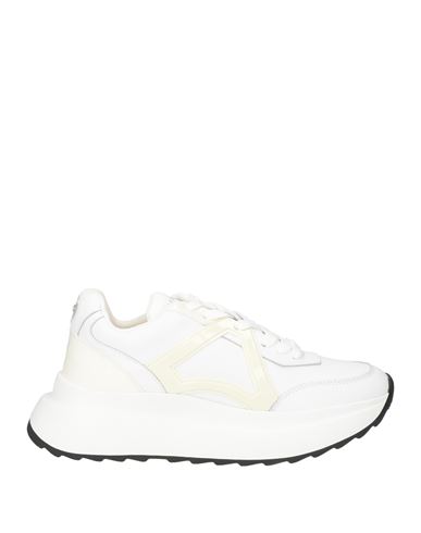 Sport Woman Sneakers White Size 8 Leather, Textile fibers