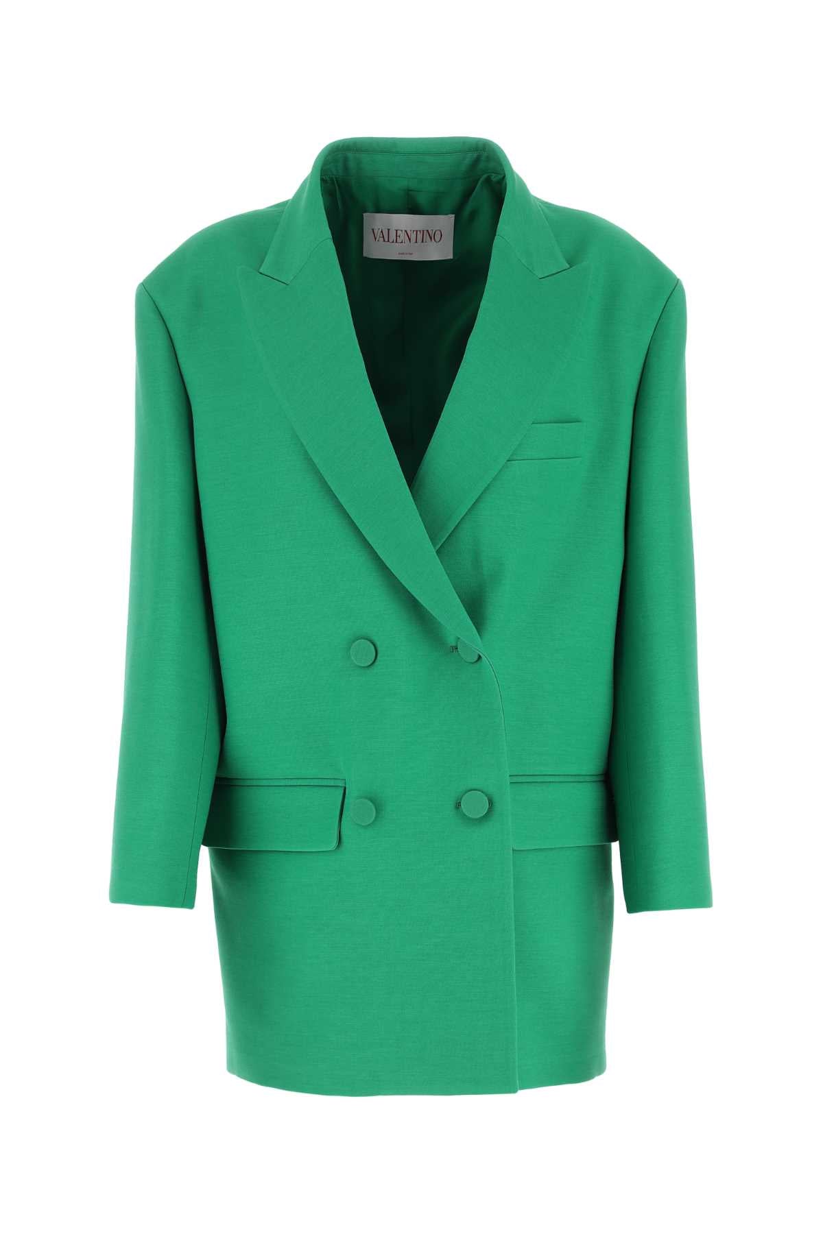 Virgin Wool & Silk Crepe Blazer — Green