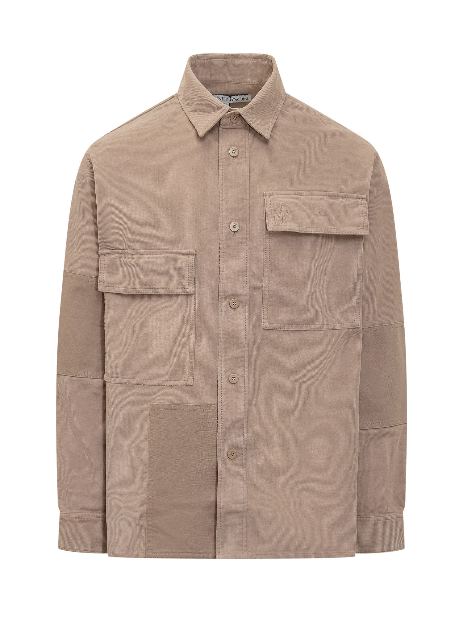 Patchwork-design cotton shirt - Neutrals