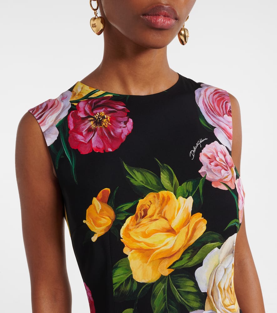 Floral silk-blend midi dress