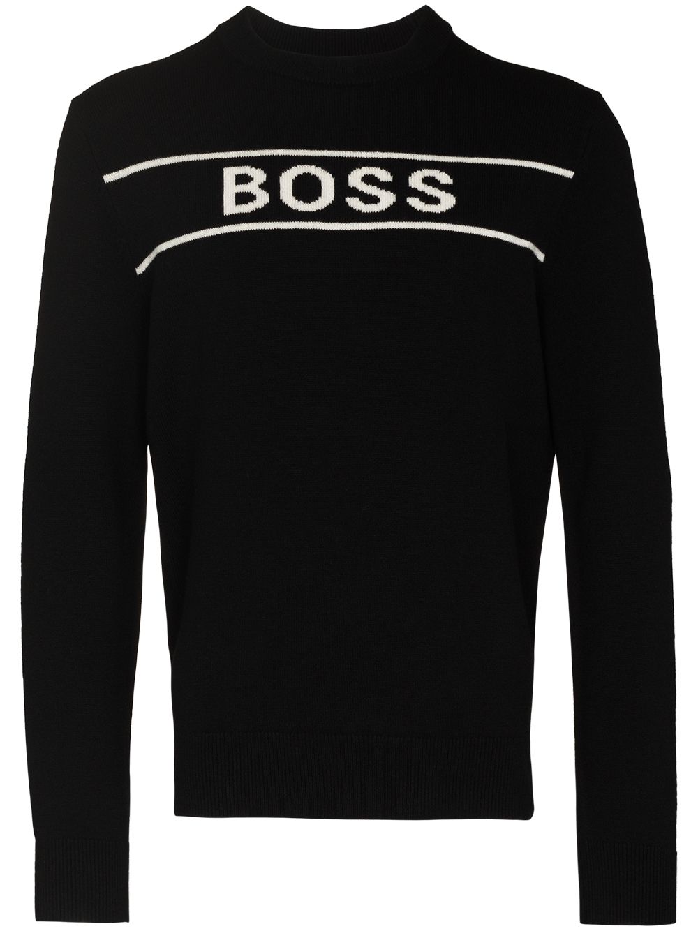 Intarsia knit-logo jumper - Black