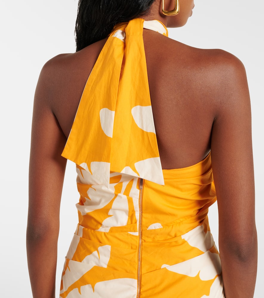 Printed twisted cutout midi dress