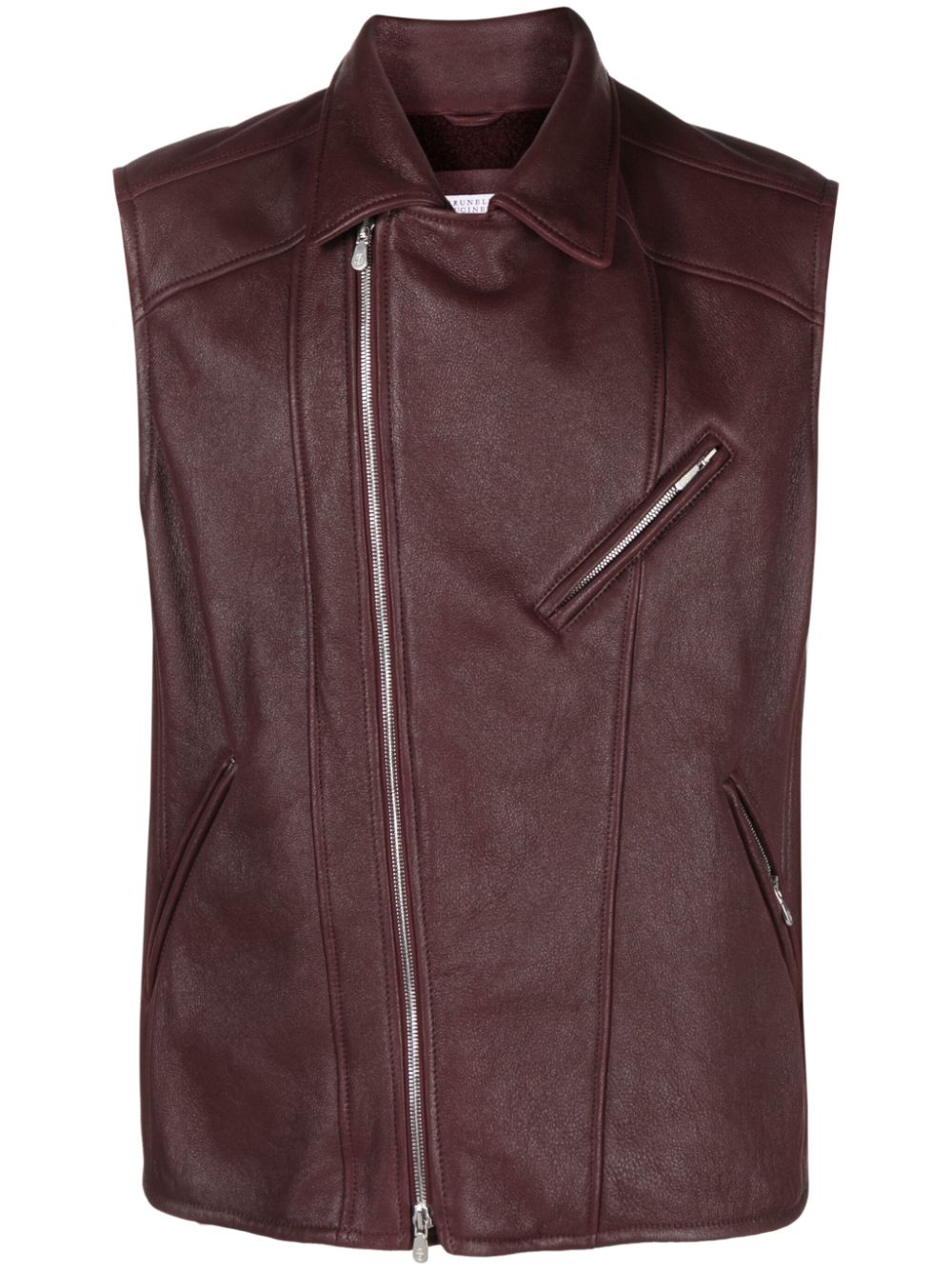 Sheepskin biker vest - Red