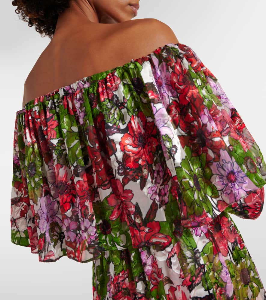 Floria devoré silk-blend chiffon gown