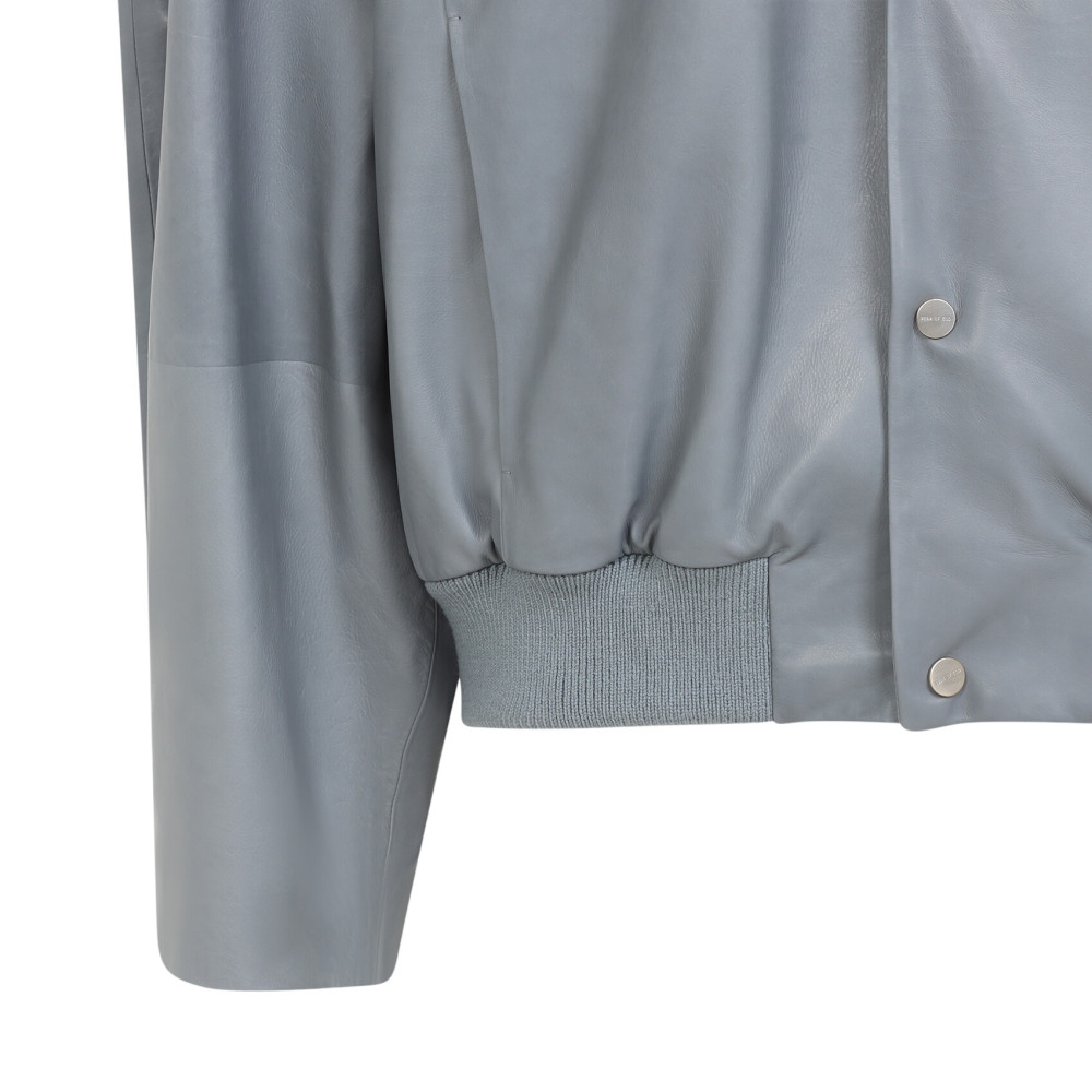 Grey Solid Bomber Jacket