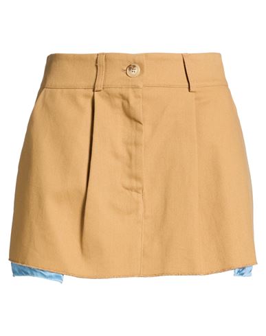 Woman Mini skirt Camel Size M Cotton