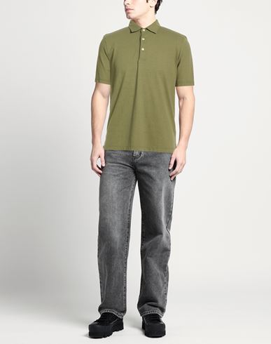 Man Polo shirt Military green Size 40 Cotton