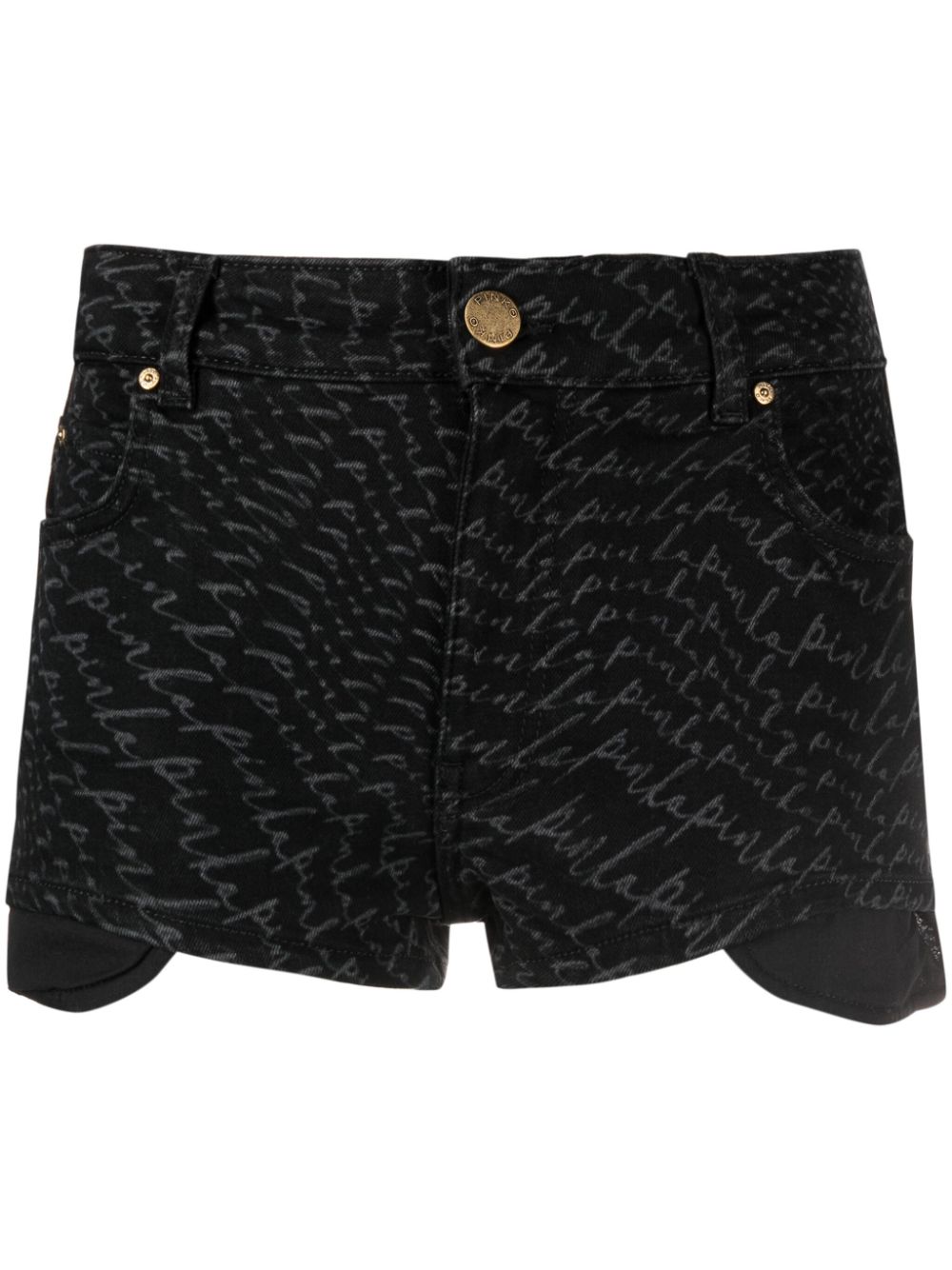 Logo-print denim shorts - Black