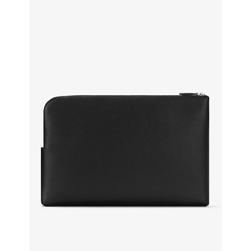 Black Sartorial Logo-Embellished Leather Laptop Case