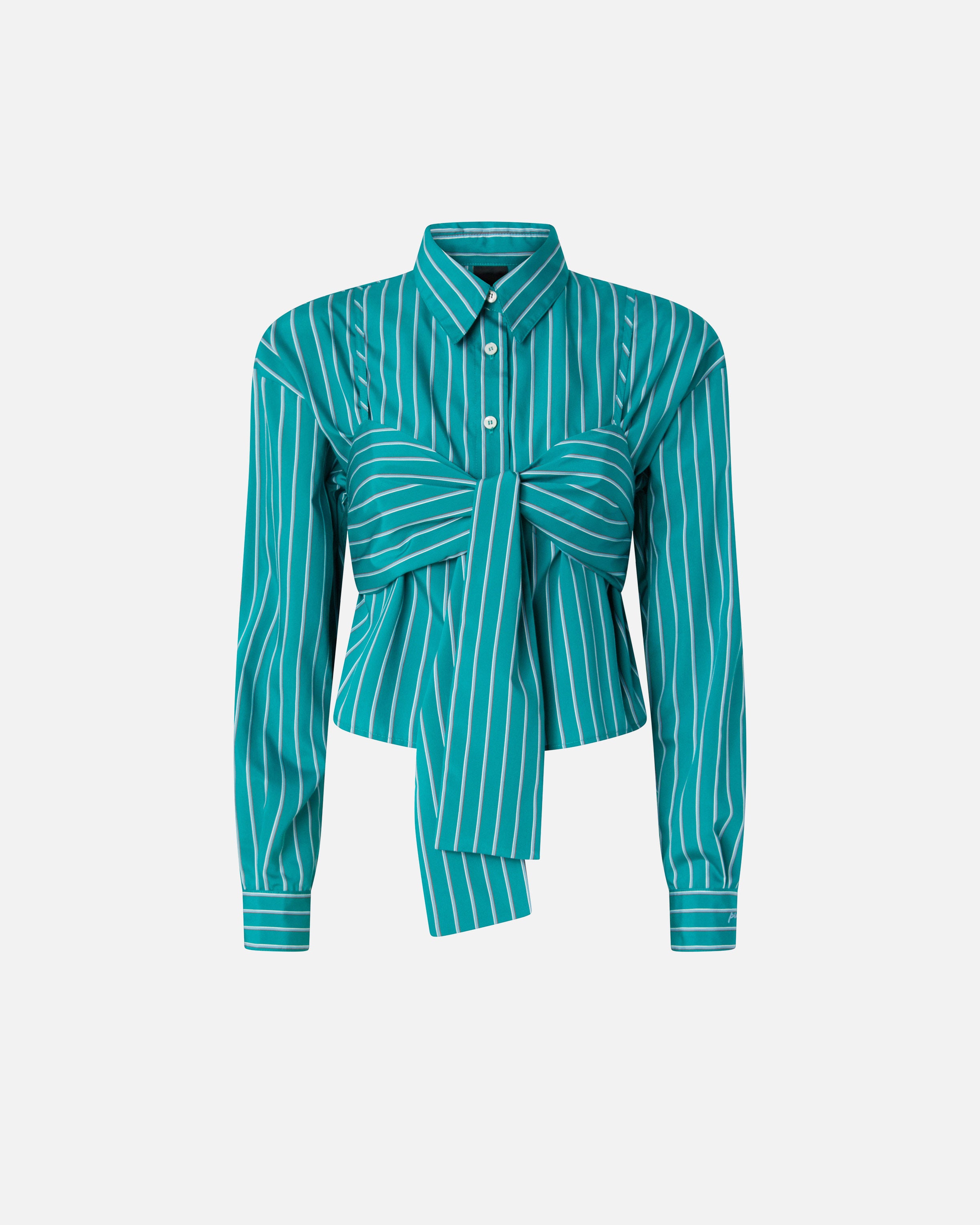 Striped cropped shirt with bow - 36