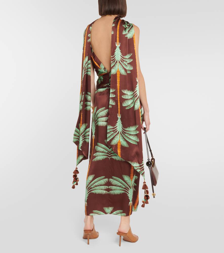 Embroidered printed silk maxi dress