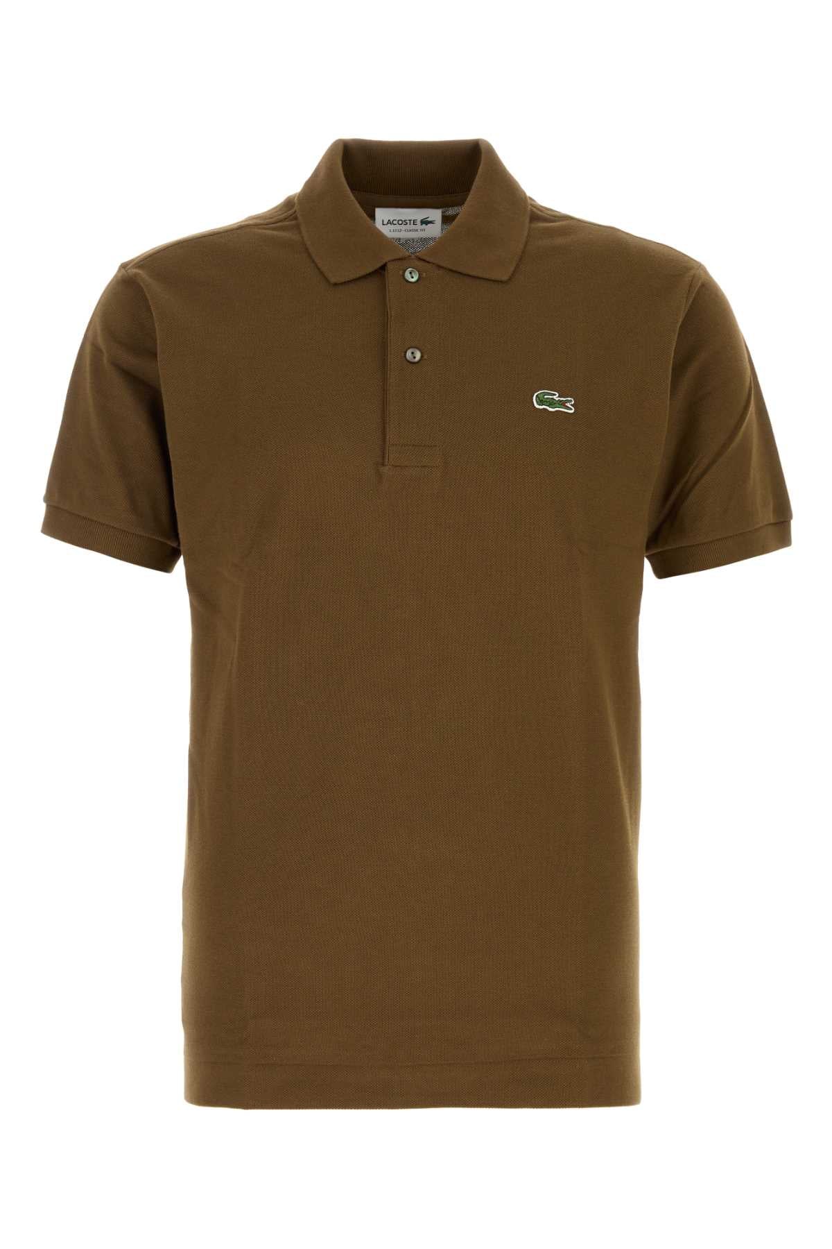Piquet Cotton Polo Shirt — Brown