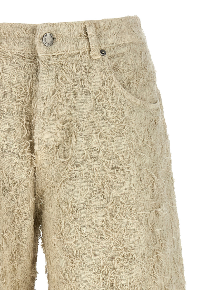 Becky Fur Denim Jeans Beige