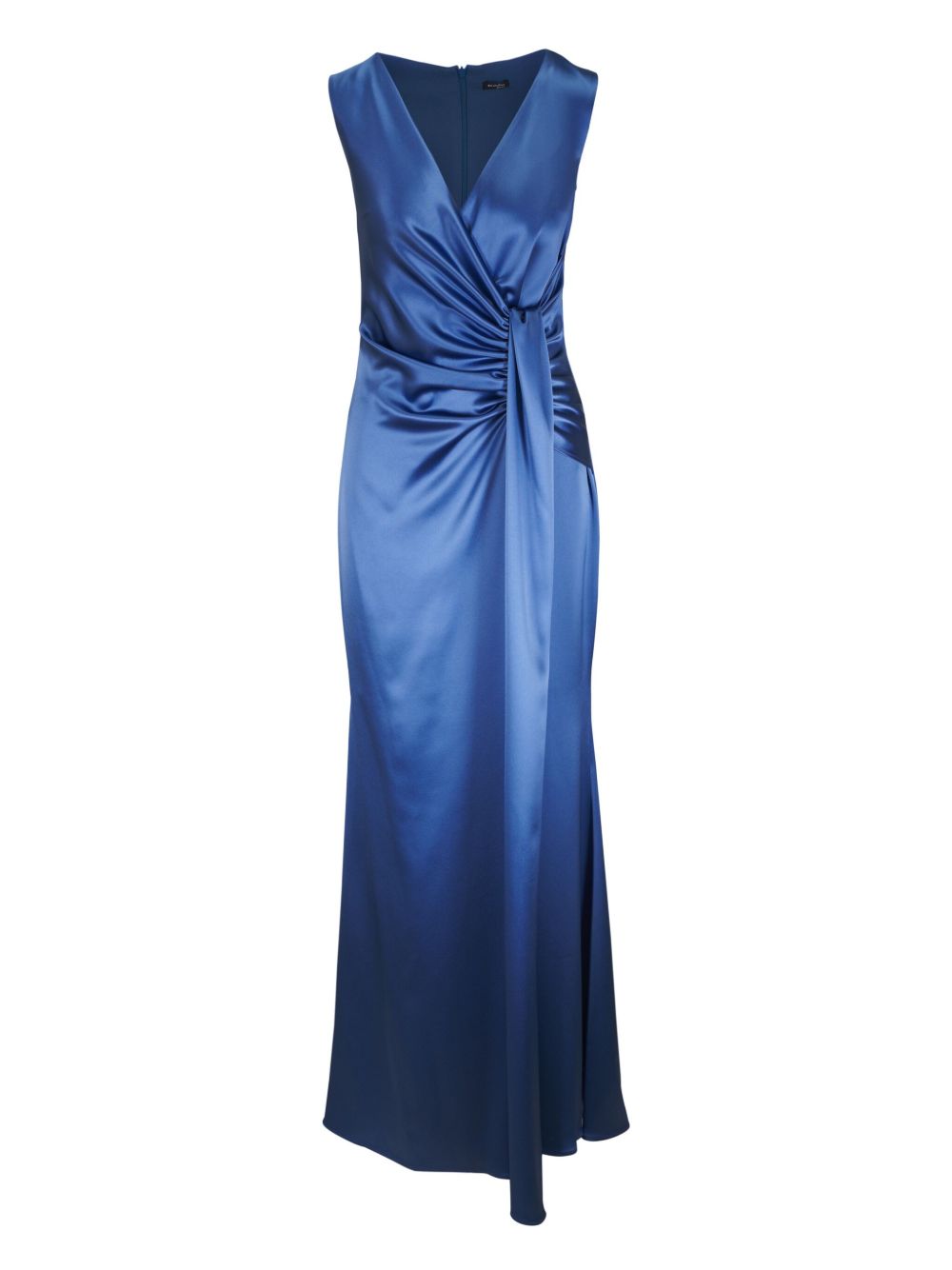 Kiton ruched-waist gown - Blue