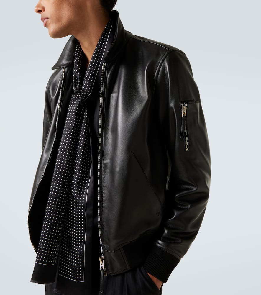 Leather blouson jacket