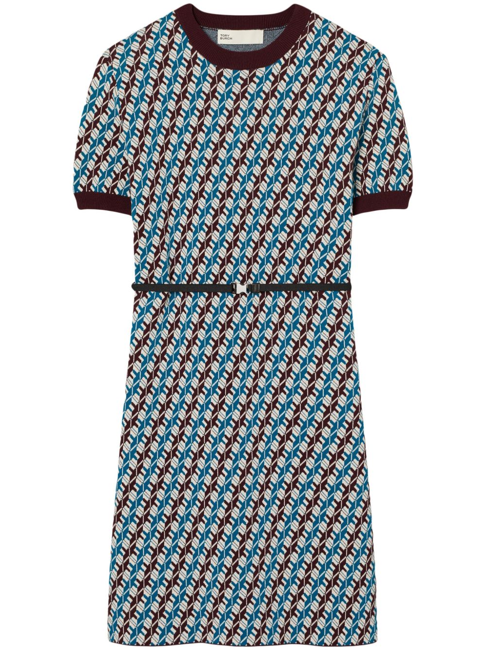 Jacquard-weave sweater dress - Blue
