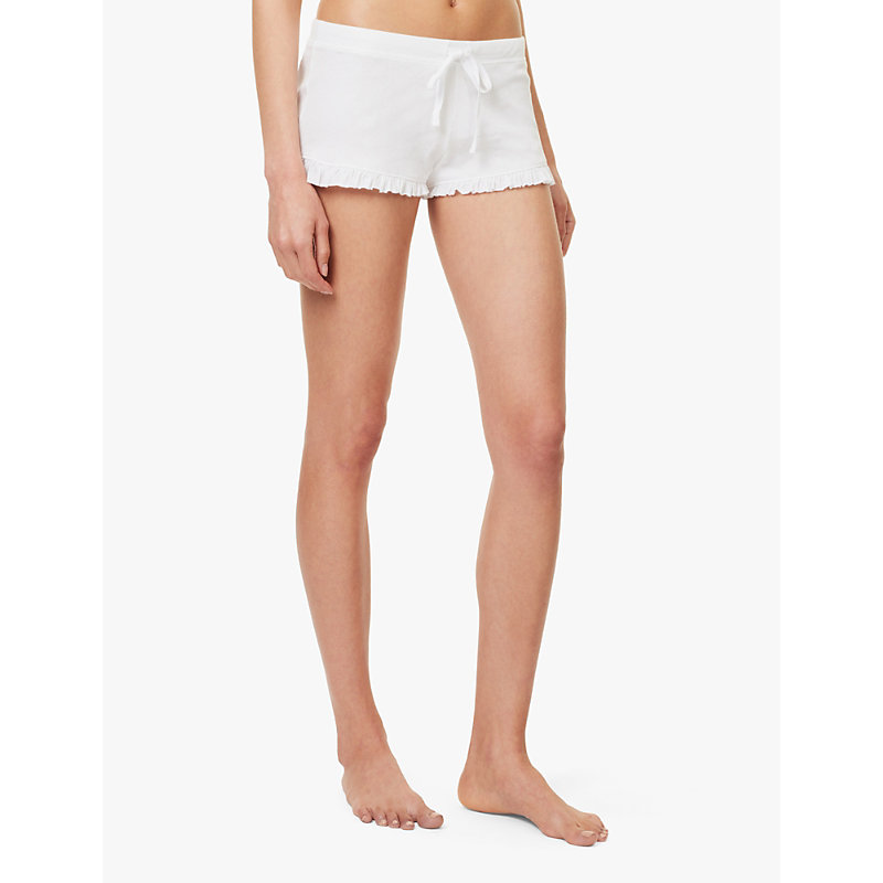 Womens White Raffaela Ruffle-hem Cotton-jersey Shorts