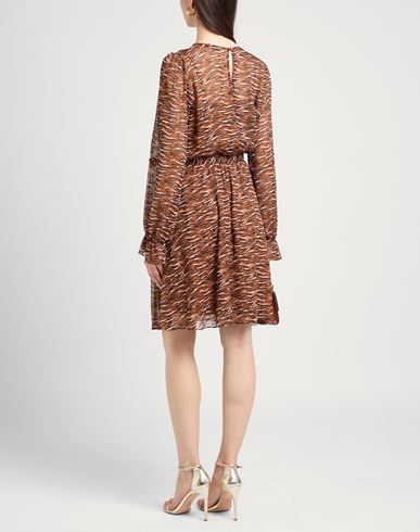 Woman Mini dress Brown Size 2 Polyester, Metallic fiber