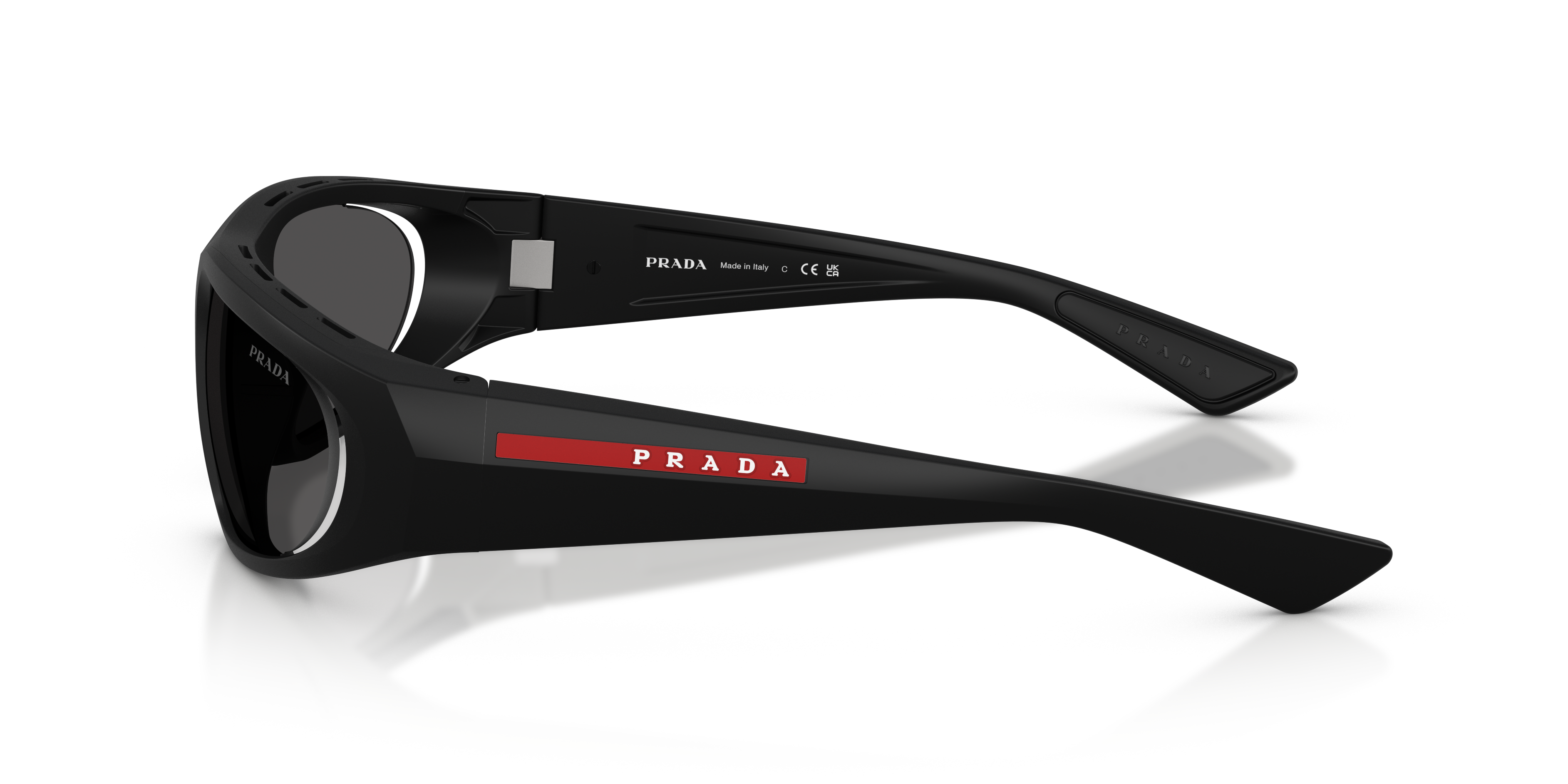 Prada Linea Rossa Man Prada Linea Rossa PS B03S 1BO06F Sunglasses Injected Black Grey Geometric Norma