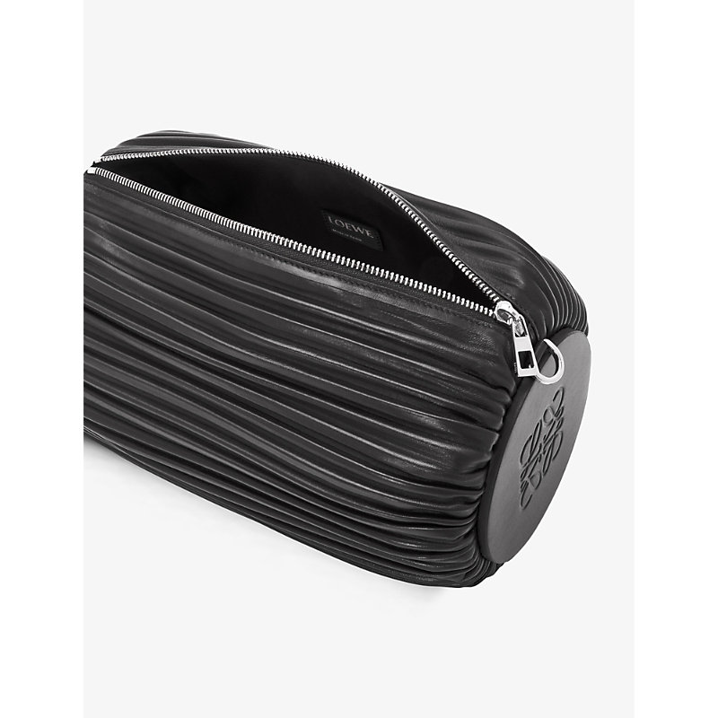 Womens Black Bracelet Pouch Large Leather-blend Clutch bag 