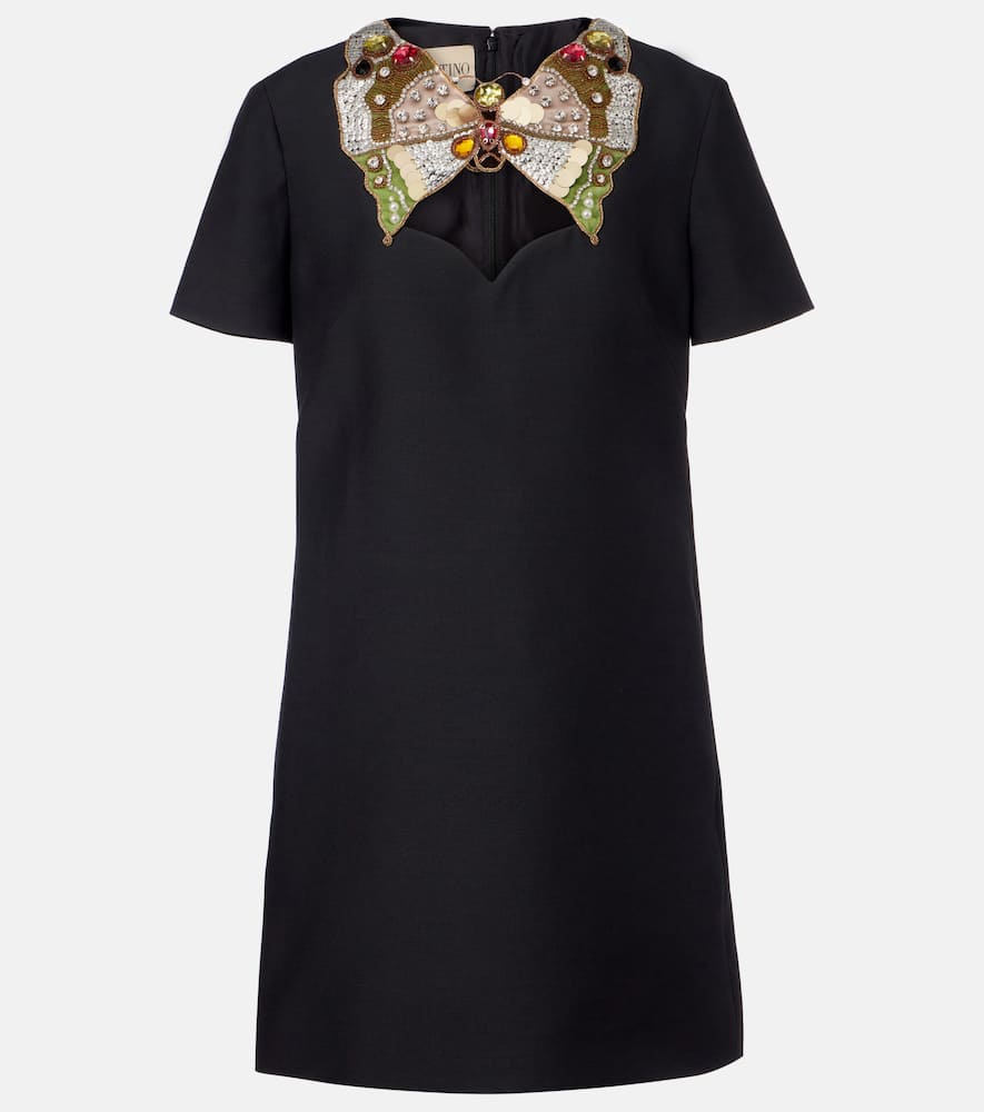 Embellished wool and silk minidress
