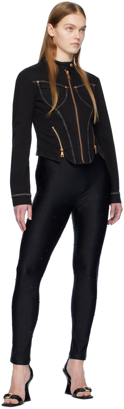 Versace Jeans Couture Black Crystal-Cut Jumpsuit