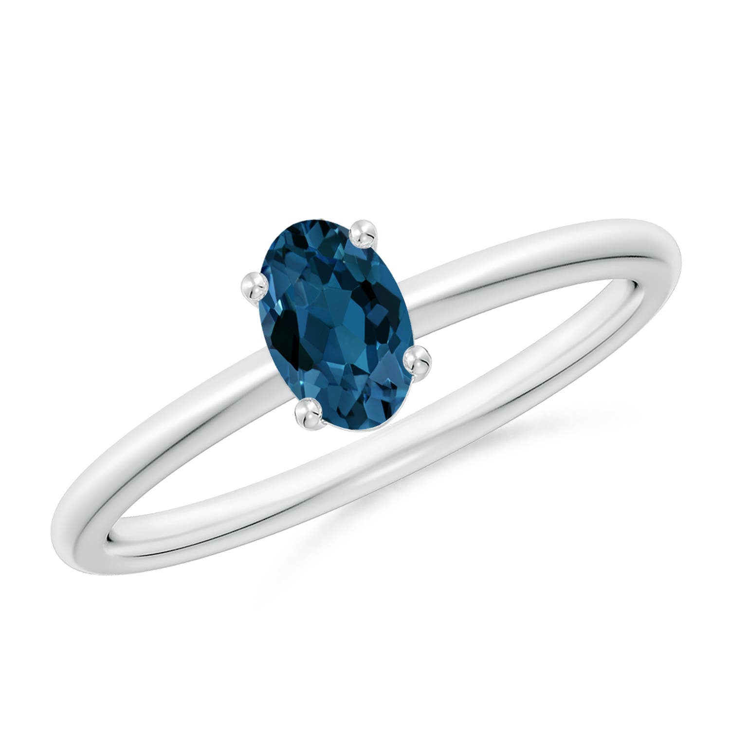 Angara 0.54 Carat Classic Solitaire Oval London Blue Topaz Promise Ring in Platinum