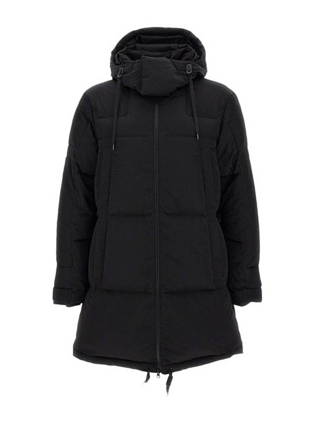 Feather-down hooded coat - Black