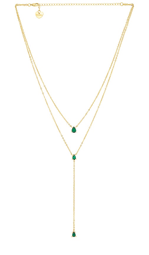BRACHA Esmeralda Lariat Necklace in Gold & Emerald.  a