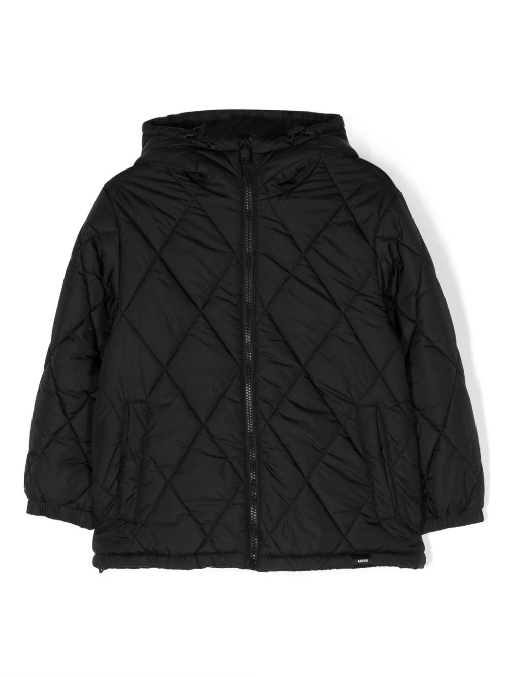 Diamond-quilted hooded jacket - Black