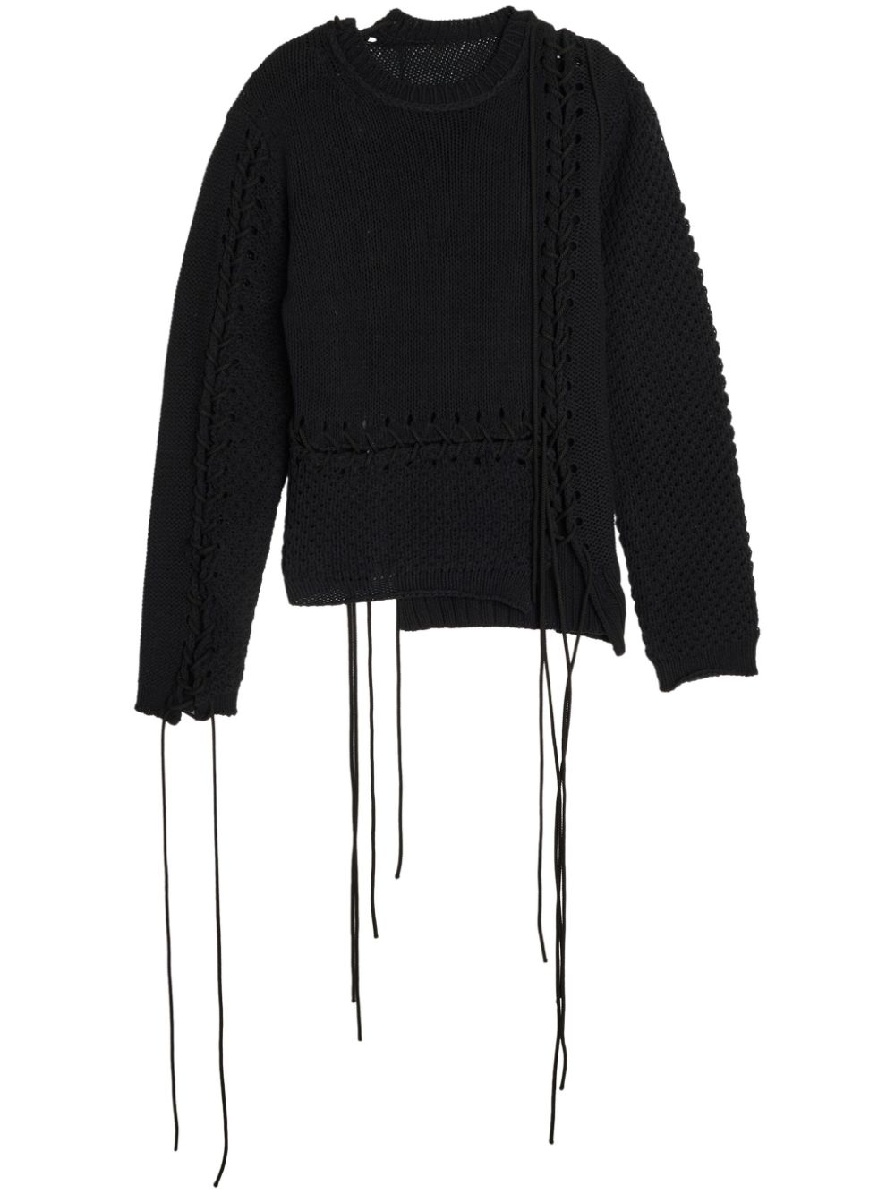 Lace-up distressed jumper - Black