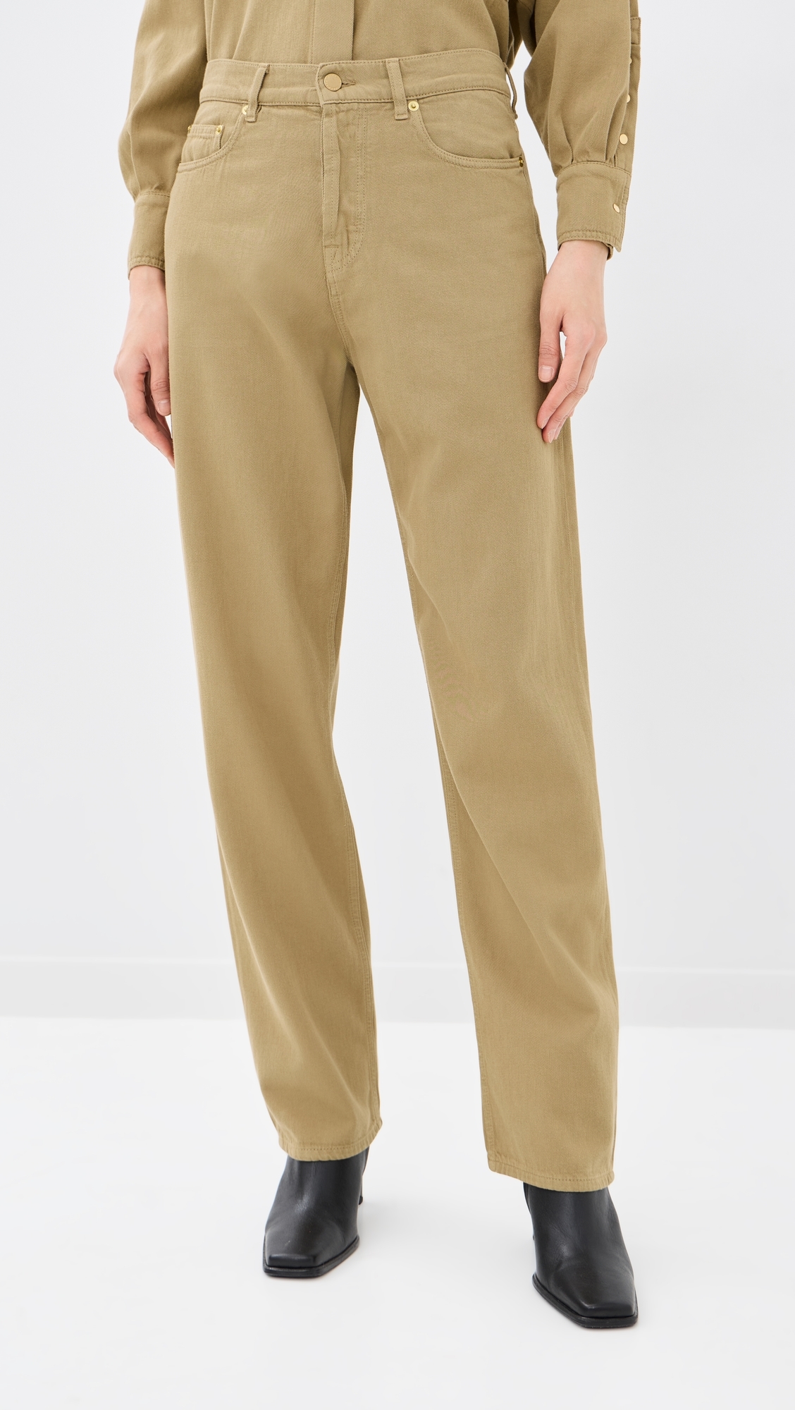 Gale Relaxed Fit Tencel Denim Jeans Sand
